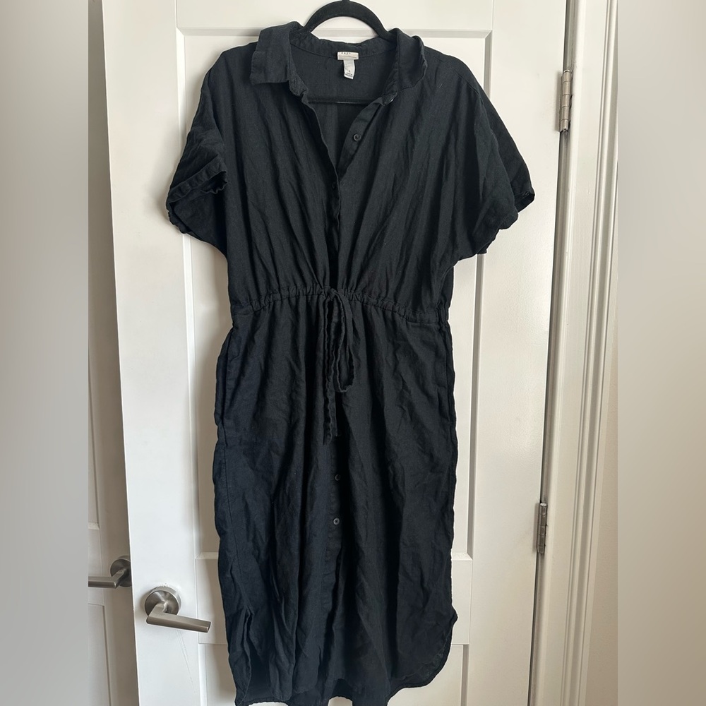 A New Day Black Button-Up Dress